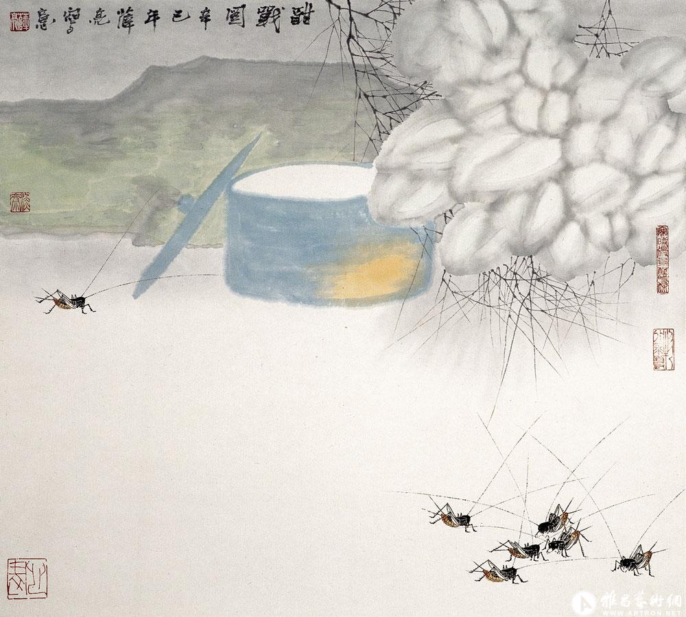 酣战图_花鸟画作品展_薛亮作品展_薛亮在线作品_薛亮
