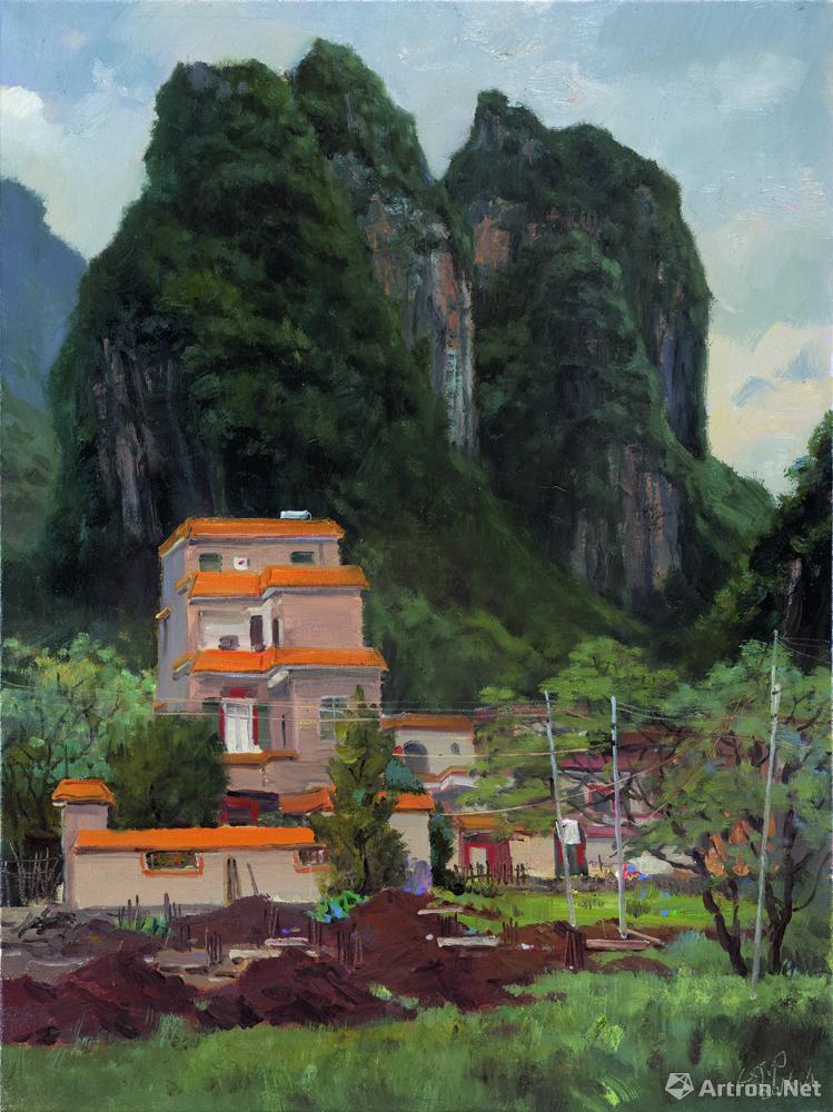 山村-_风景油画在线展_李节平作品展_李节平在线作品