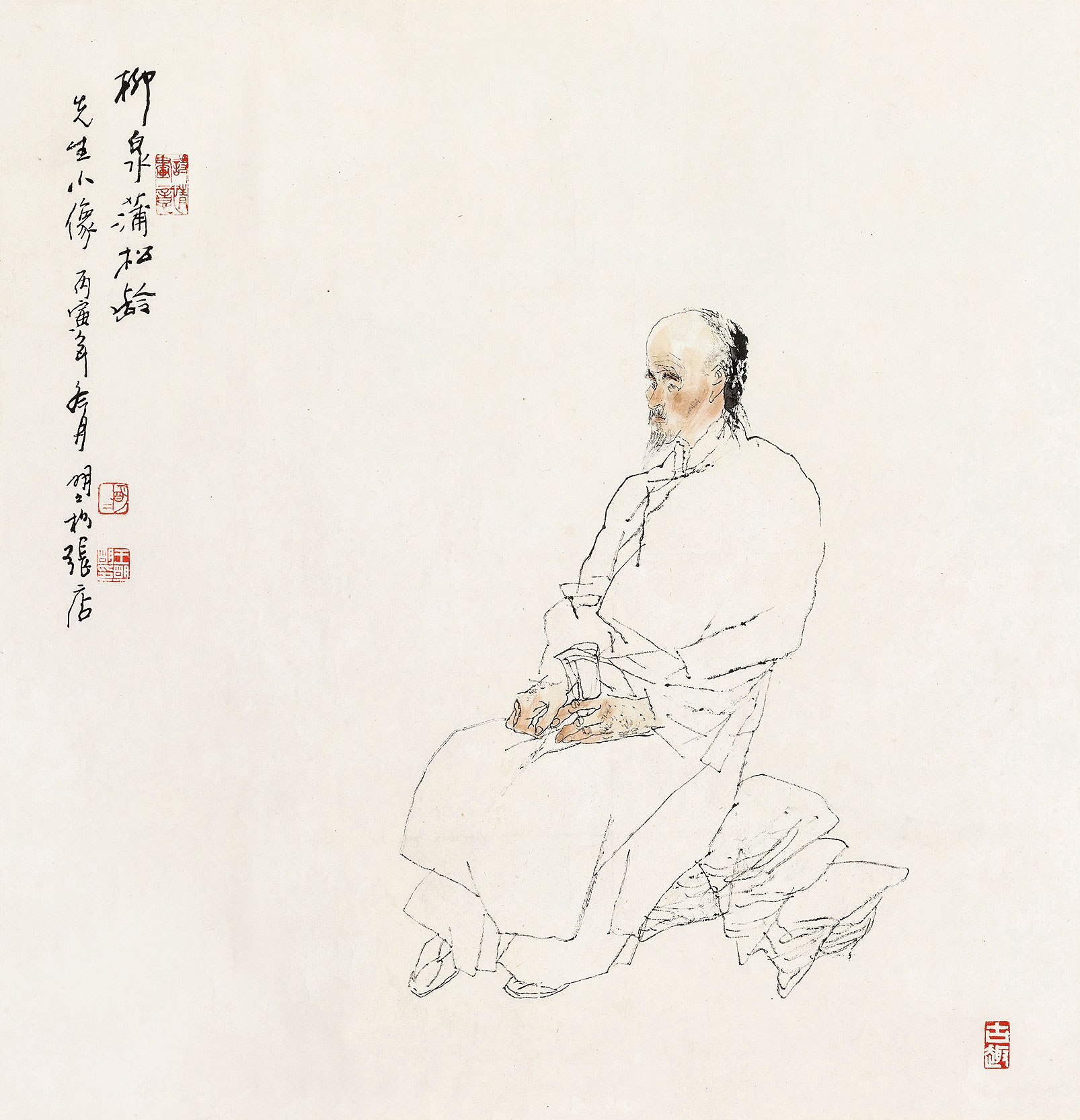 王明明 丙寅(1986年)作 柳泉蒲松龄像 镜心