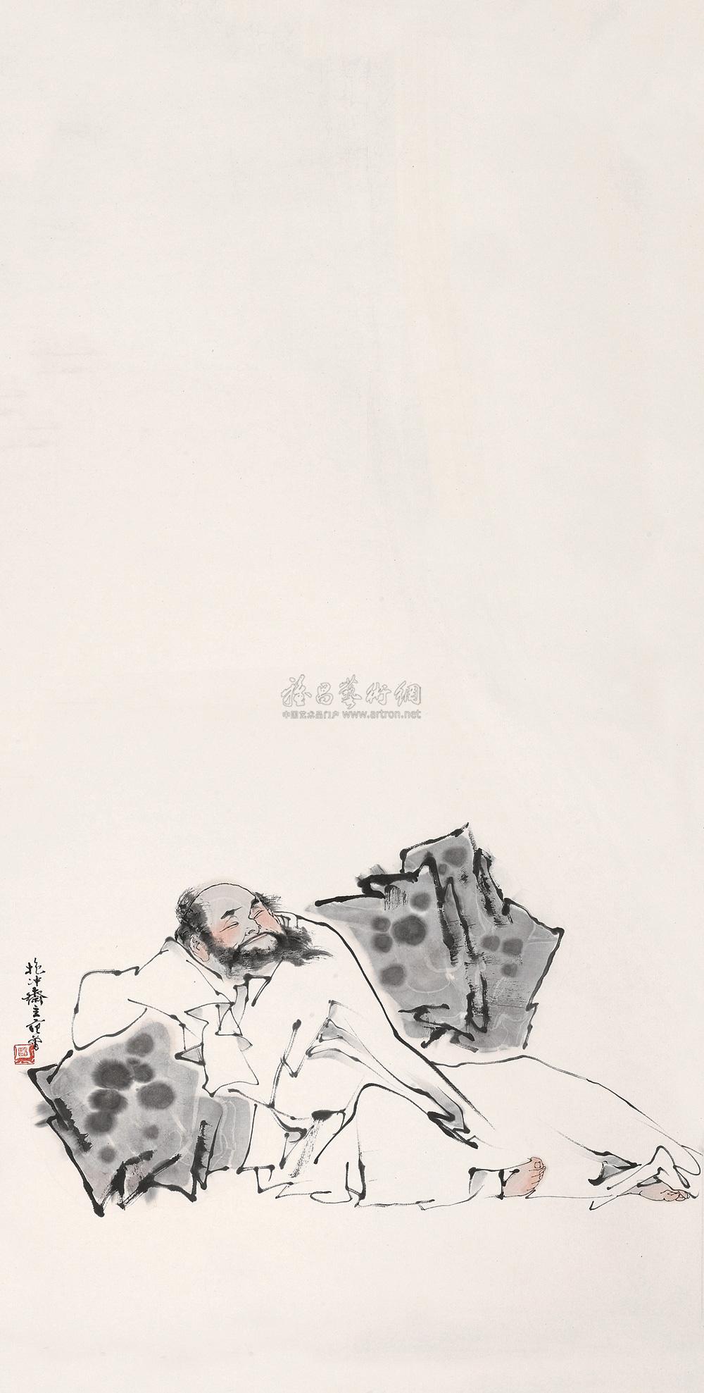 0250 醉卧图 镜心 设色纸本