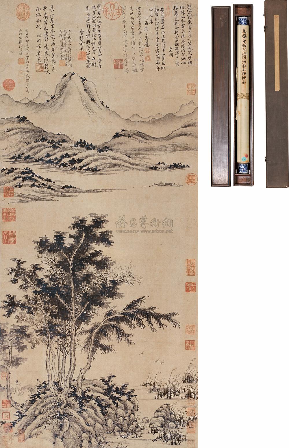 1328 秋江待渡图 立轴 纸本