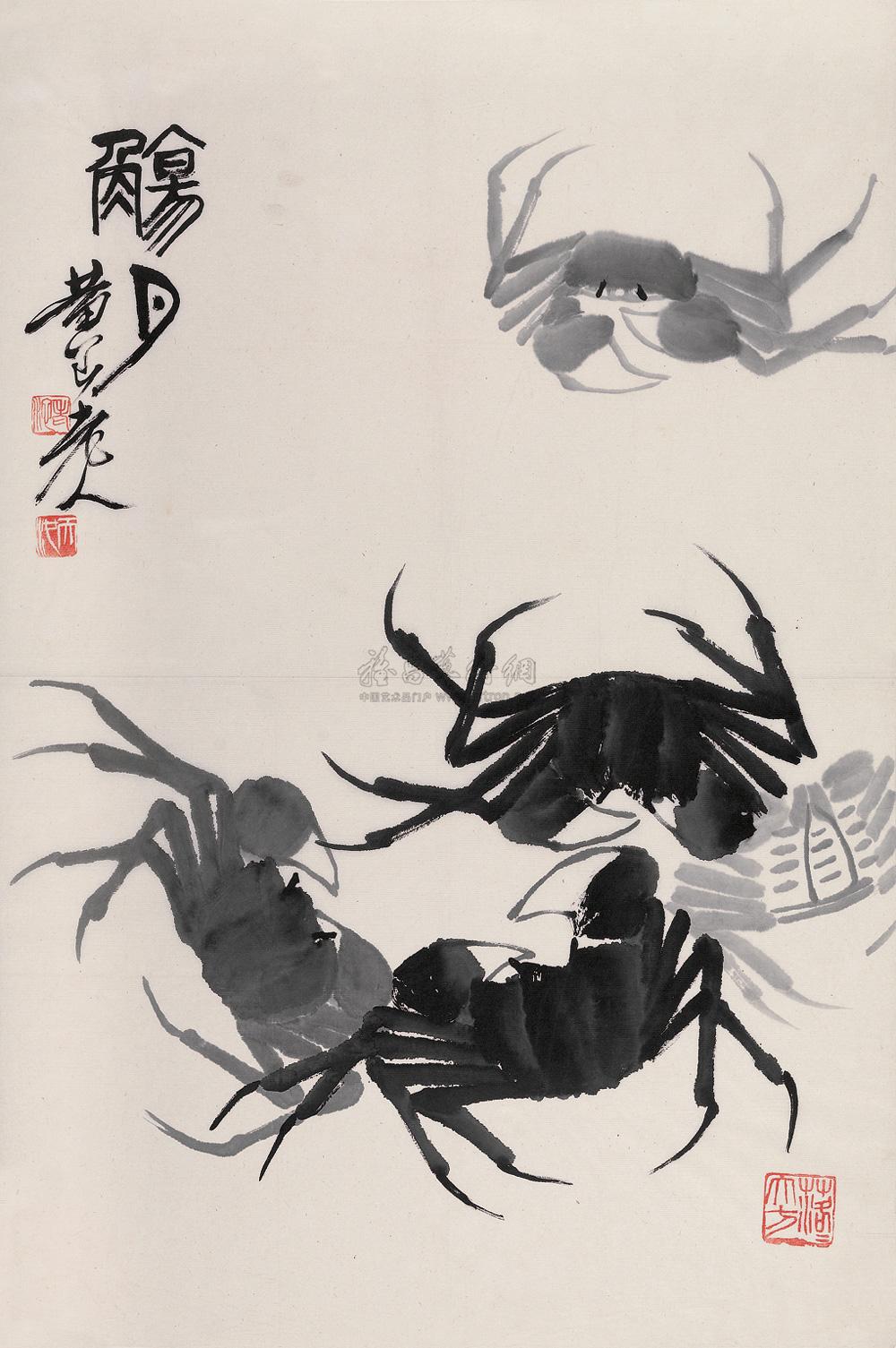 1965 螃蟹 镜心 水墨纸本