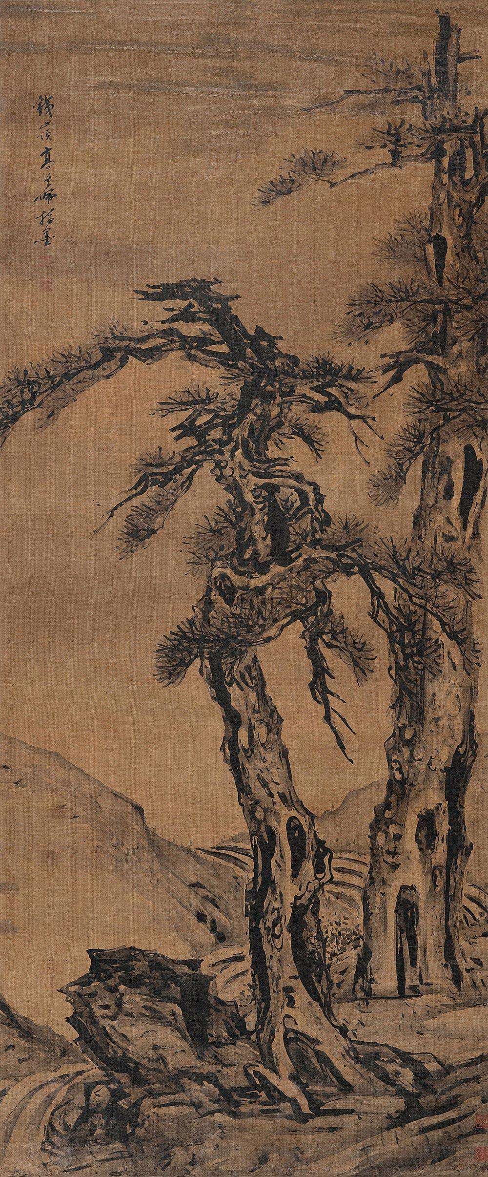 1859 松柏 立轴 水墨绢本