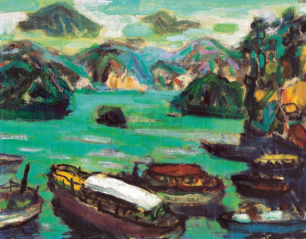 1014 1950年代中期作 日月潭 油彩 画布
