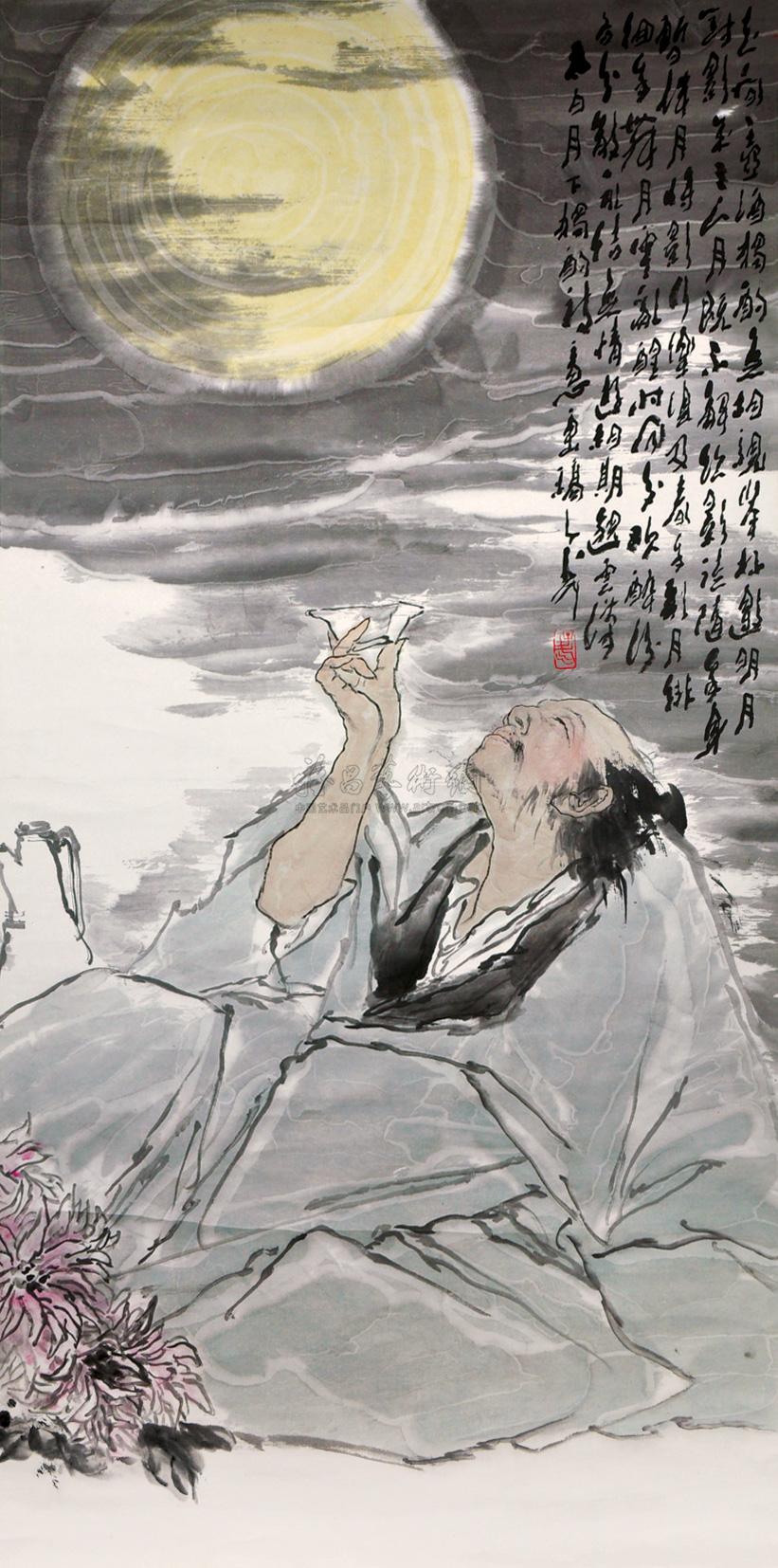 0104 李白邀月 立轴