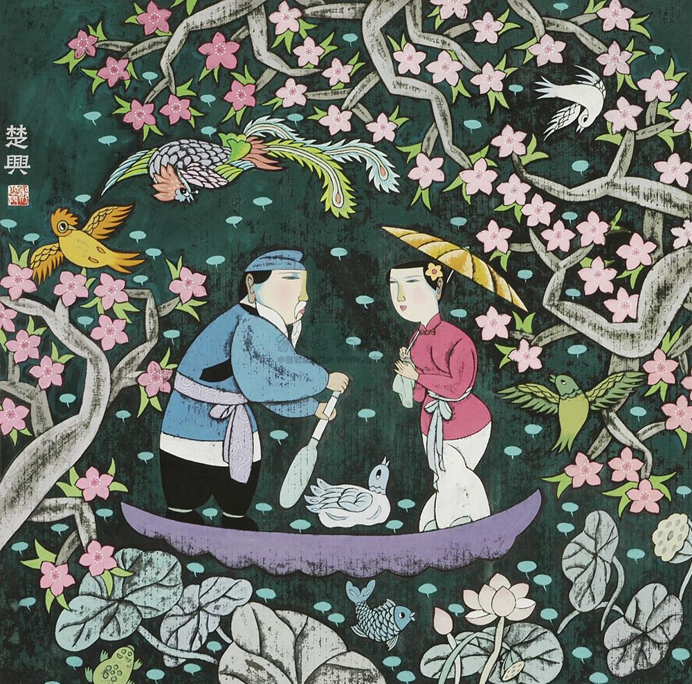 0552 桃花过渡 镜心 纸本