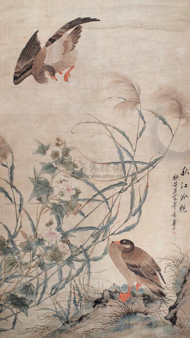 0337 芦雁图 立轴 设色纸本