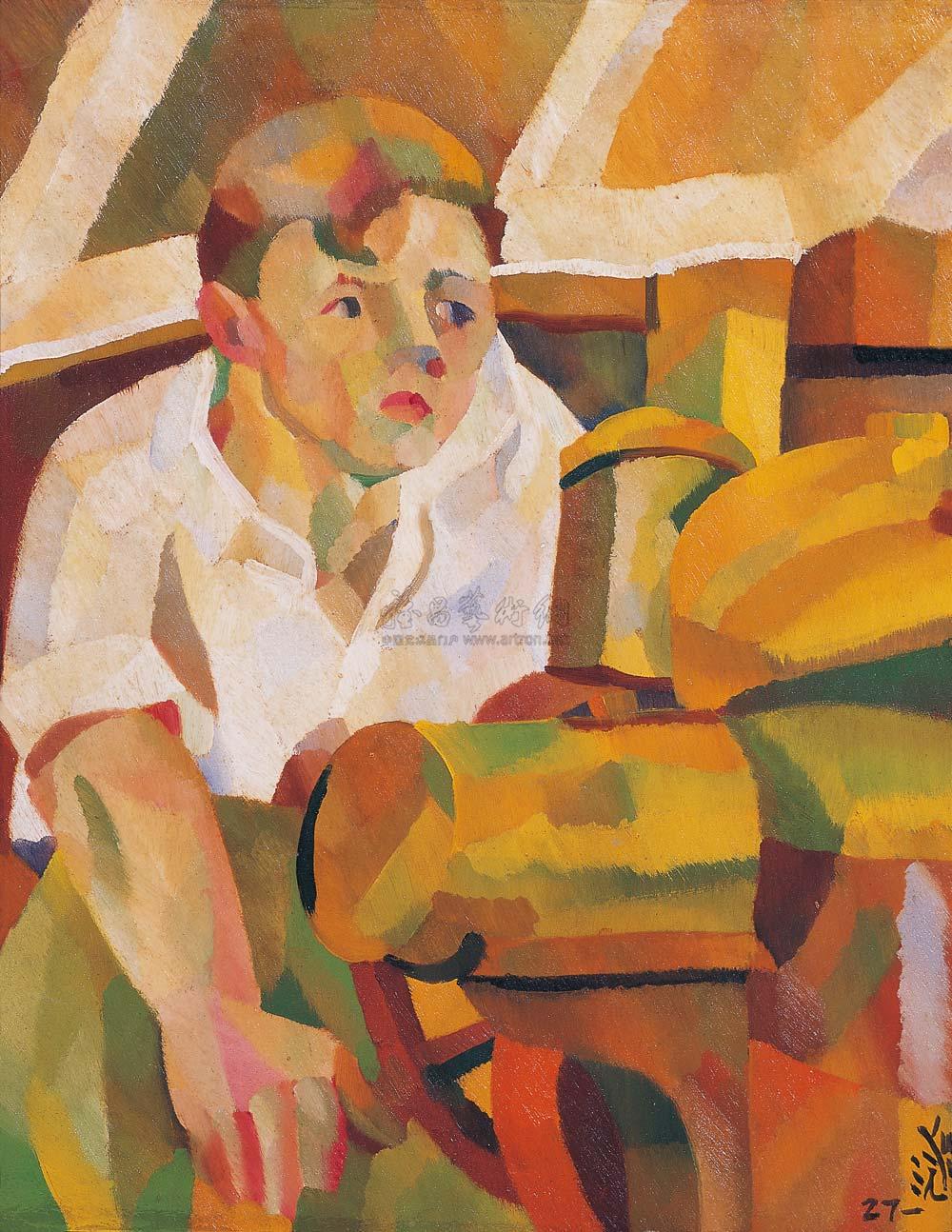0066 1927年作 水手肖像 油画纸板裱于木板