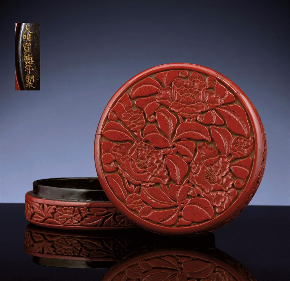 1819明永乐剔红茶花圆盒