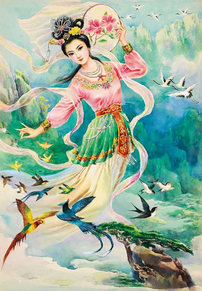 【黄山天女绣衣 纸本 水彩】拍卖品_图片_价格_鉴