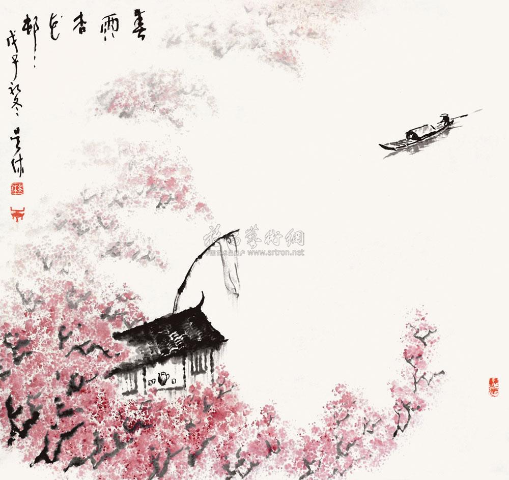 0327 2007年作 春雨杏花村 设色纸本
