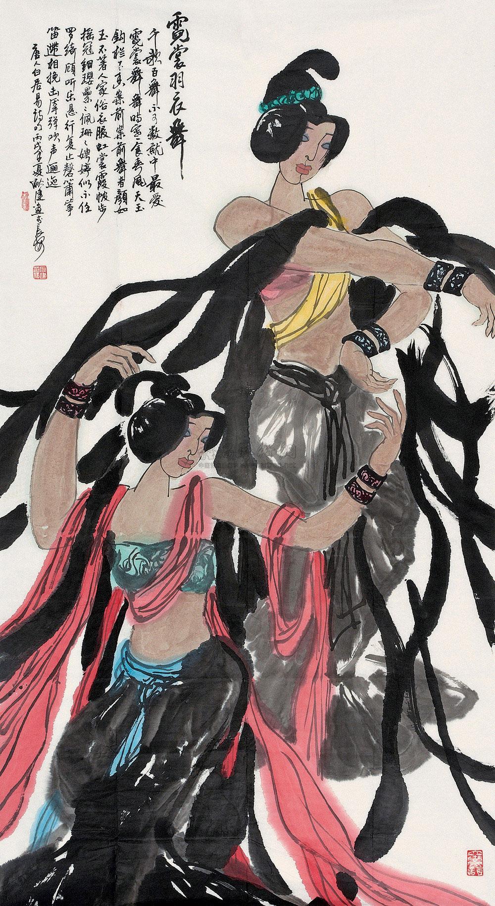 0215 霓裳羽衣舞 镜心 设色纸本