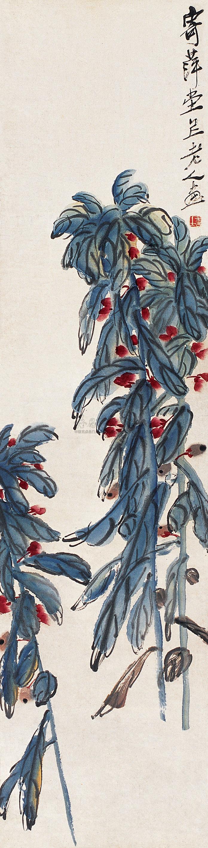*0584 凤仙花 立轴 设色纸本