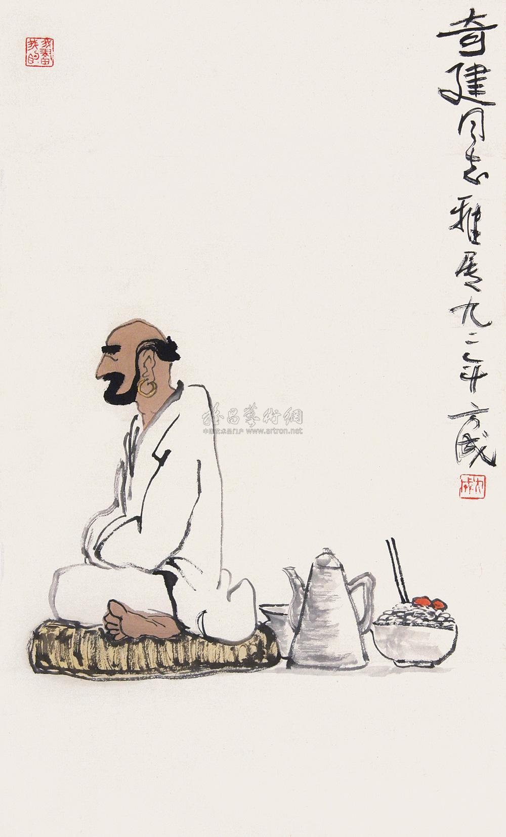 0481 坐禅图 镜片 纸本