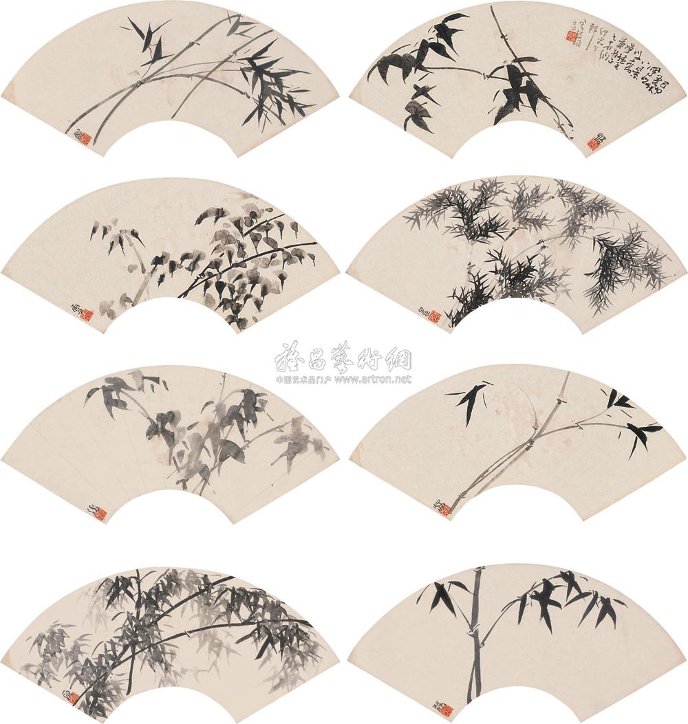 0272 墨竹图 (八帖) 扇面
