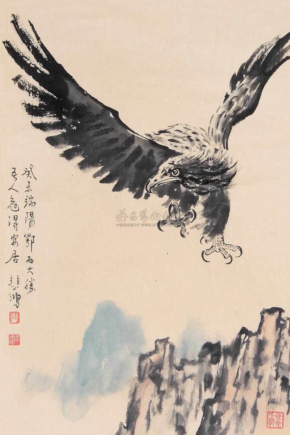 0154 雄鹰 立轴 设色纸本