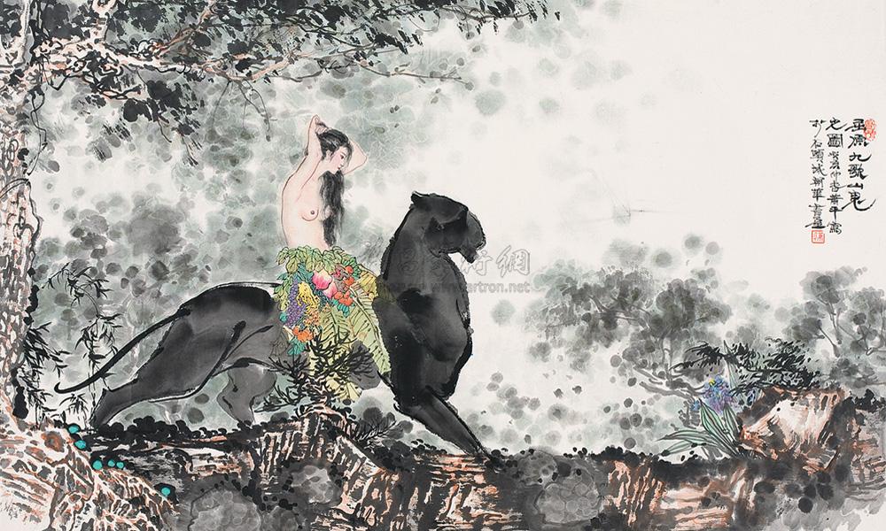0178 屈原九歌山鬼图 横幅 设色纸本