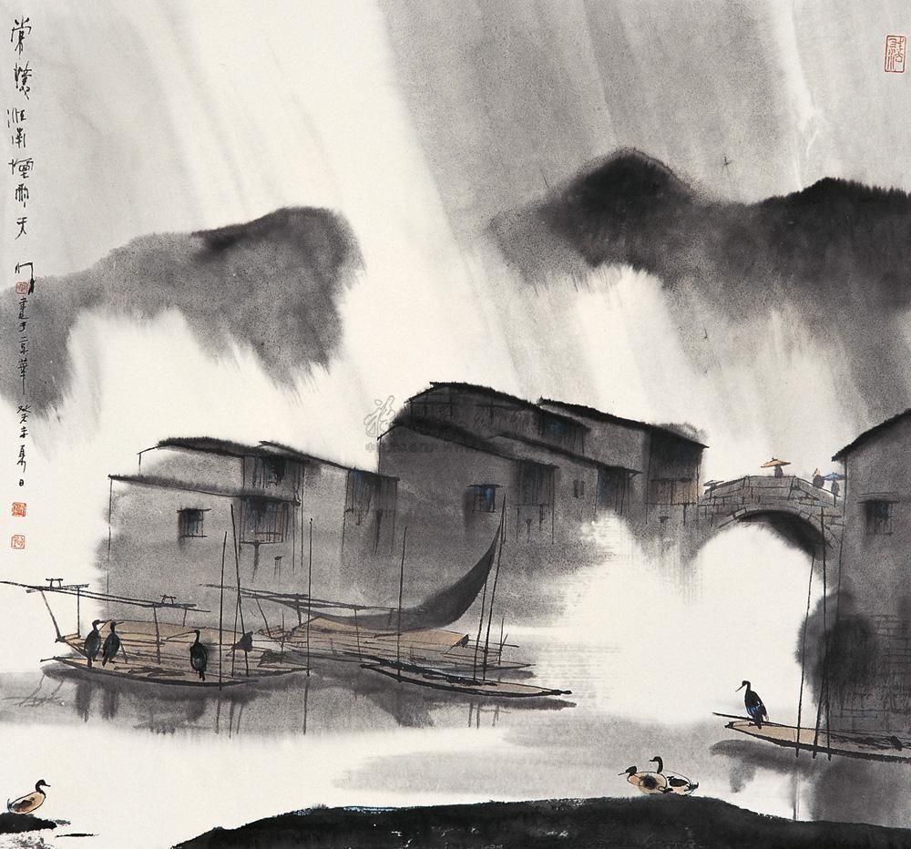 0036 2003年作 常忆江南烟雨天 镜心 设色纸本