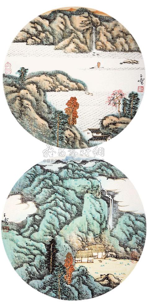 1016山水圆光四开选二卡纸