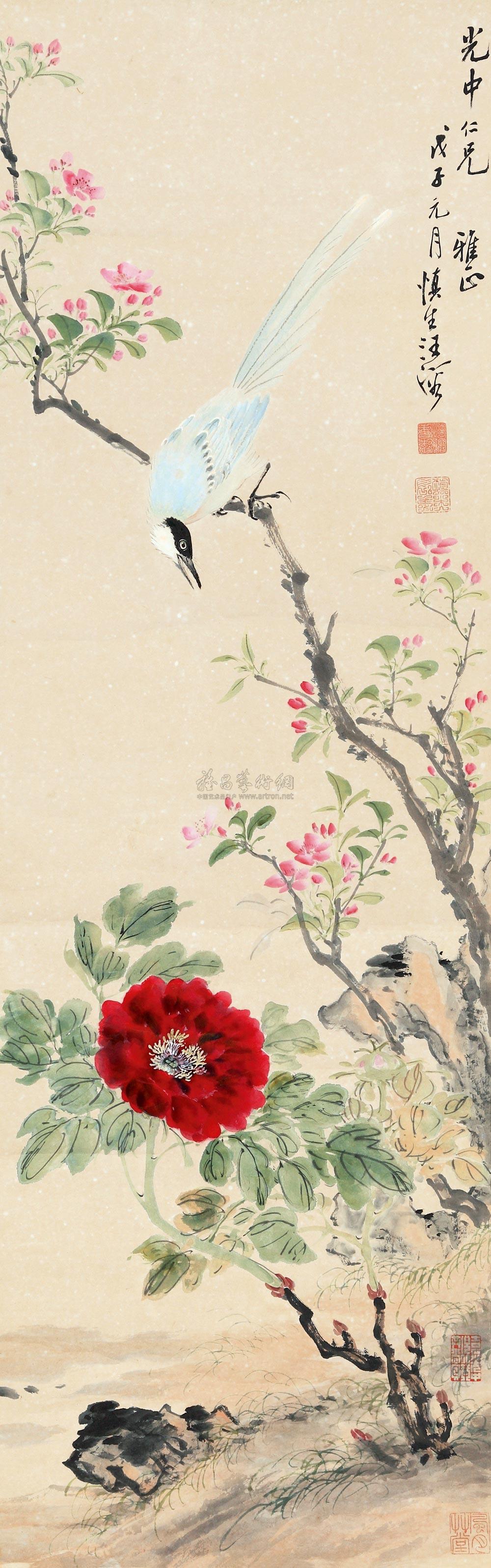 06071948年作富贵白头立轴纸本69