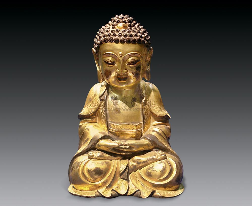【清 铜鎏金无量佛像 (一尊)】拍卖品_图片_价格_鉴赏_佛教文物其它