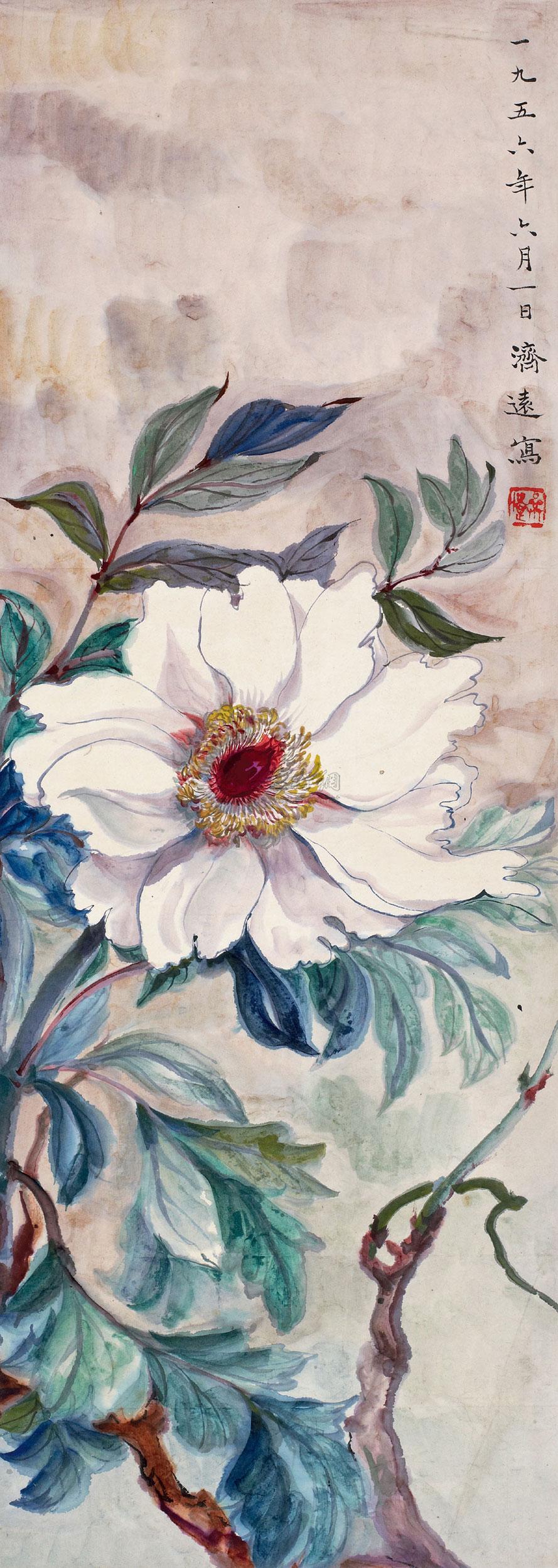 【1956年作 白花 纸本69彩墨】拍卖品_图片_价格_鉴赏_绘画_雅昌