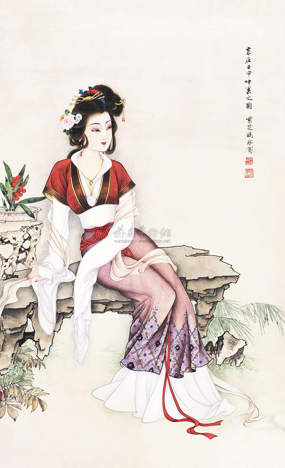 1146 仕女图 立轴 设色纸本
