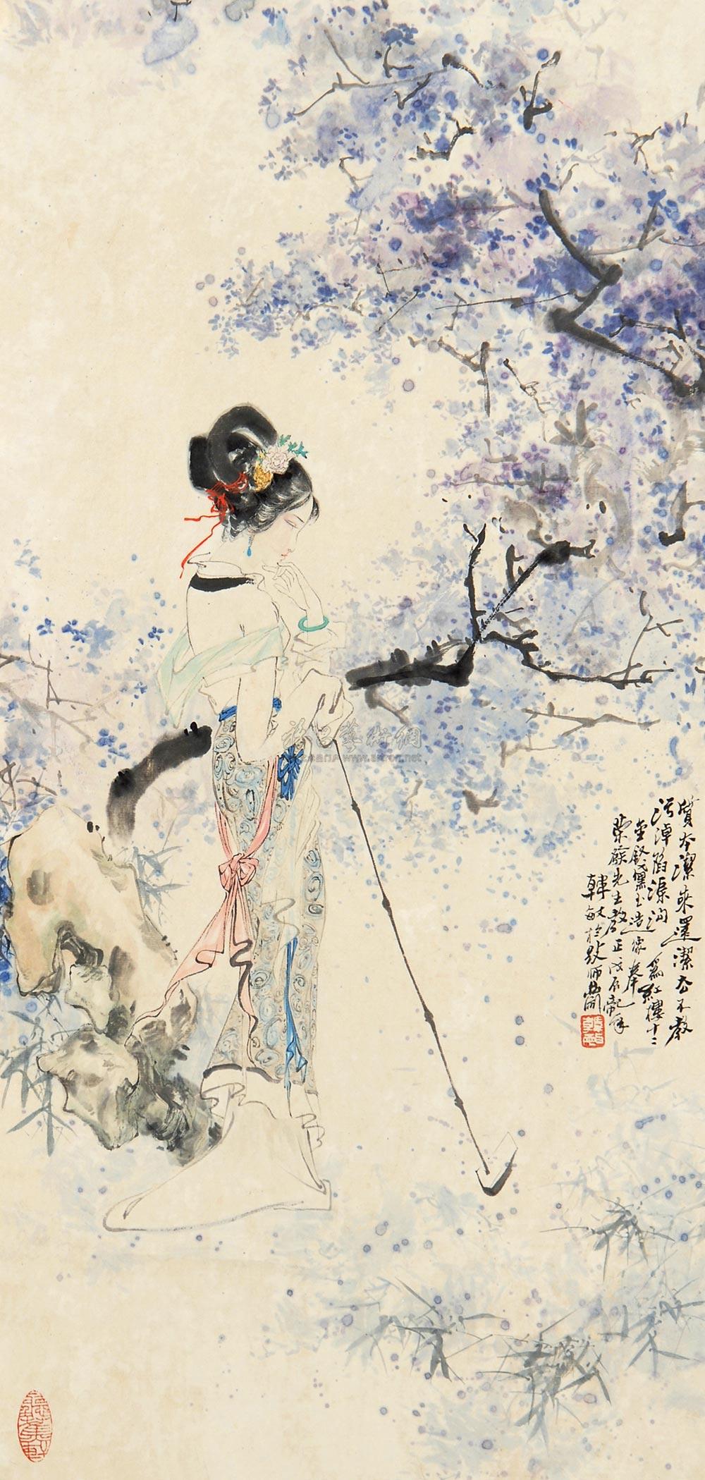 0165 1988年作 黛玉葬花 立轴 纸本
