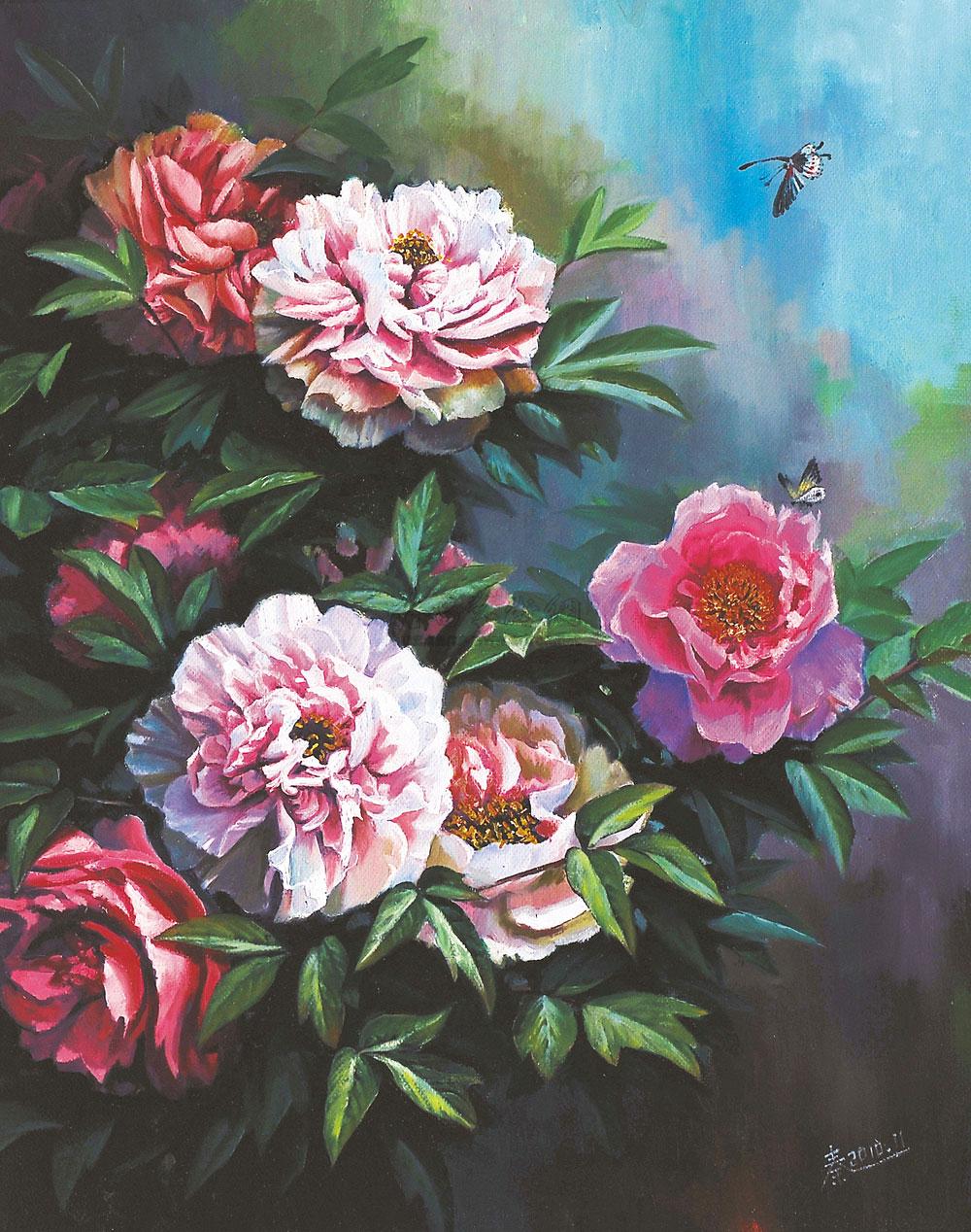 0061 牡丹 布面油画