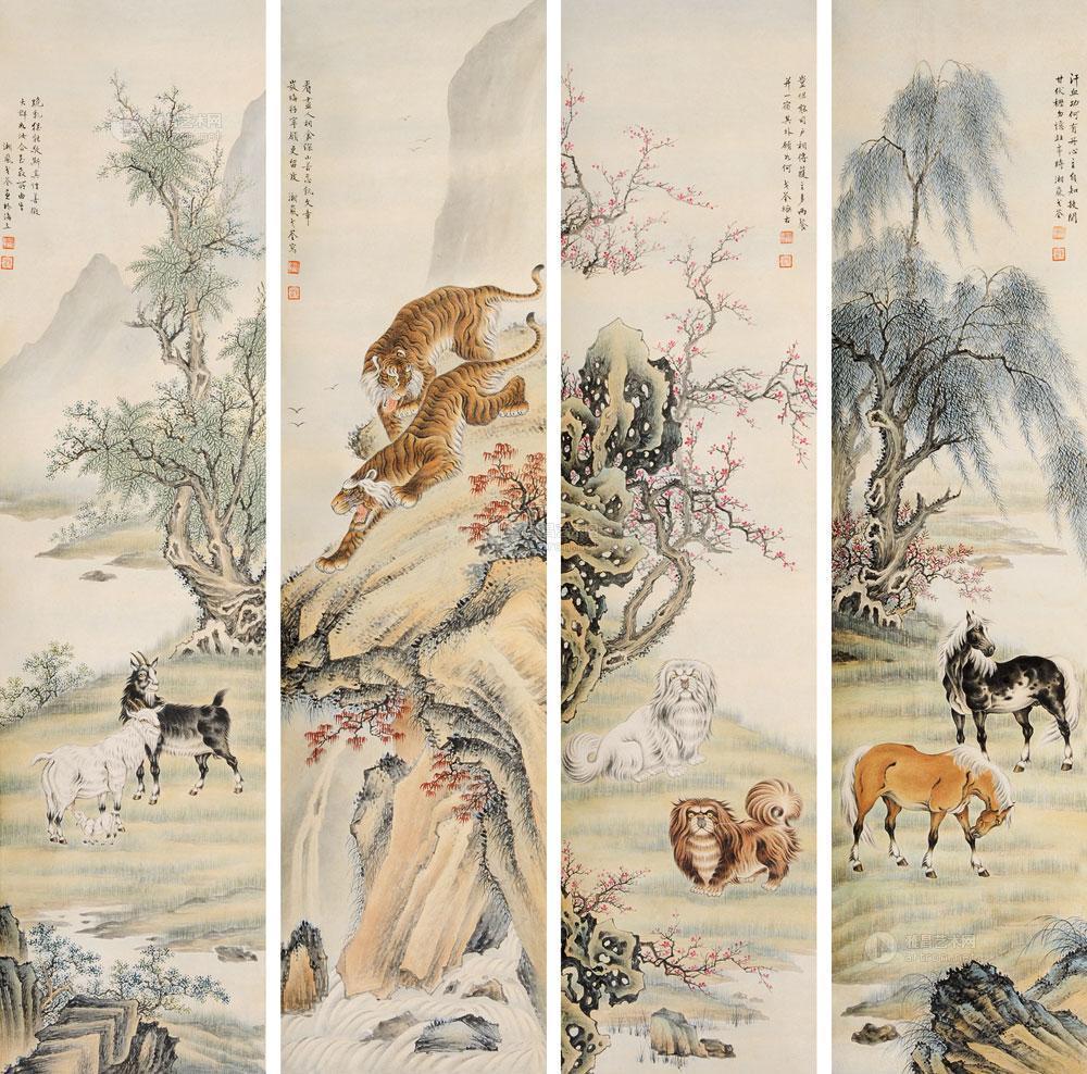0757 忠孝仁义 立轴 设色纸本