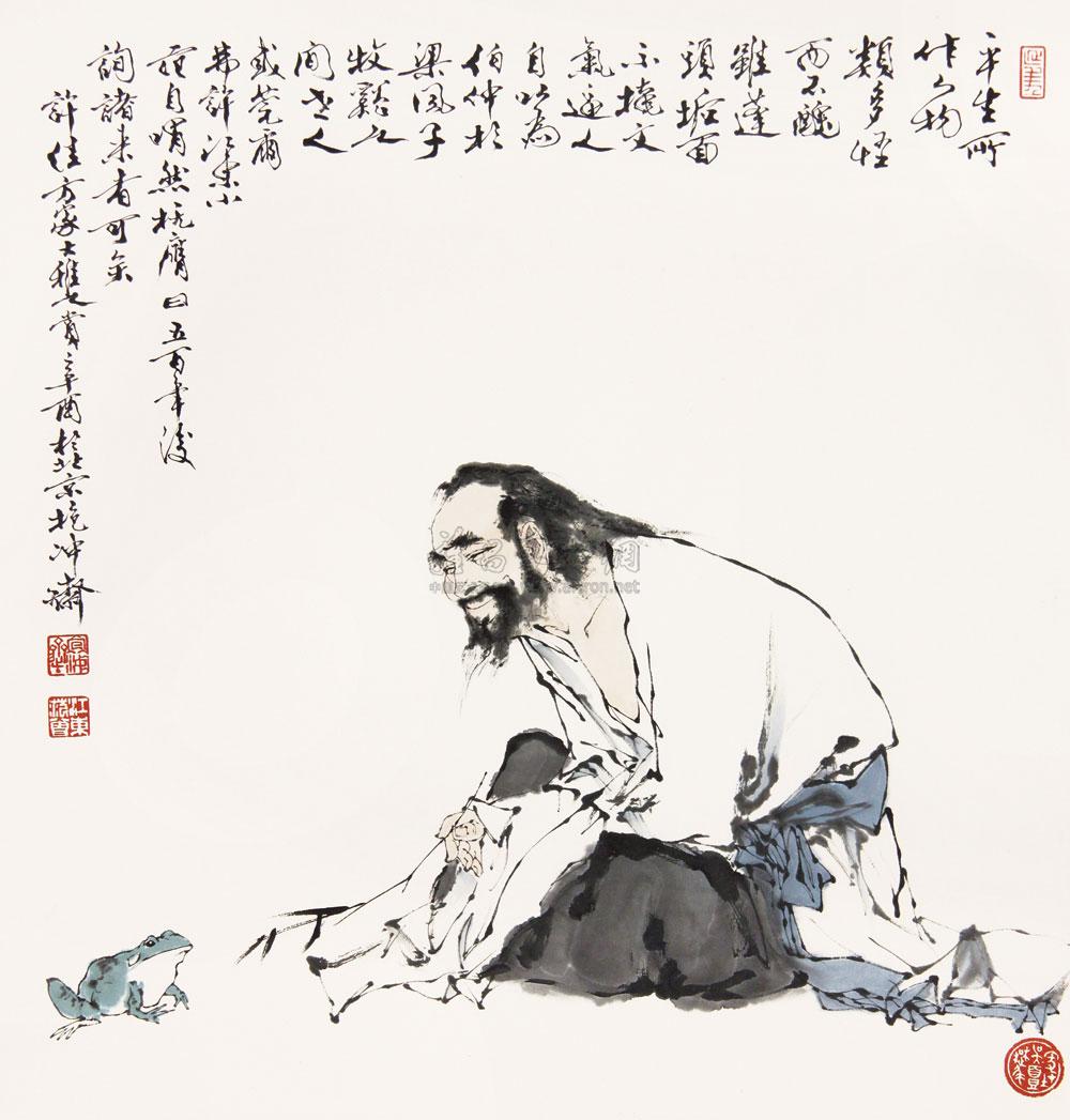 0316 戏蟾图 立轴 设色纸本