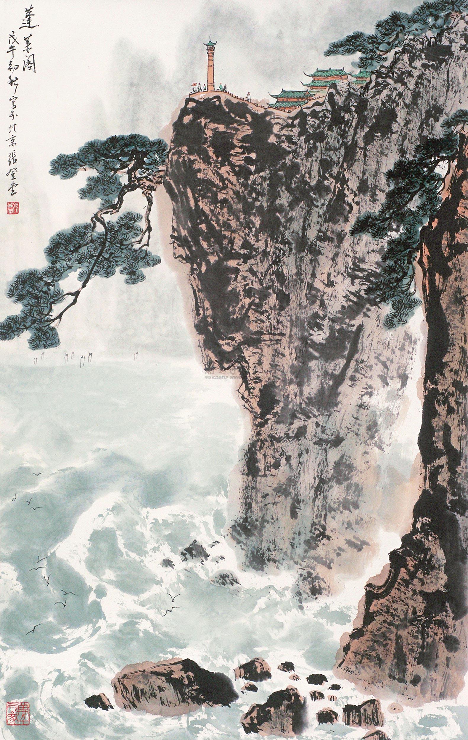 0205蓬莱阁立轴设色纸本
