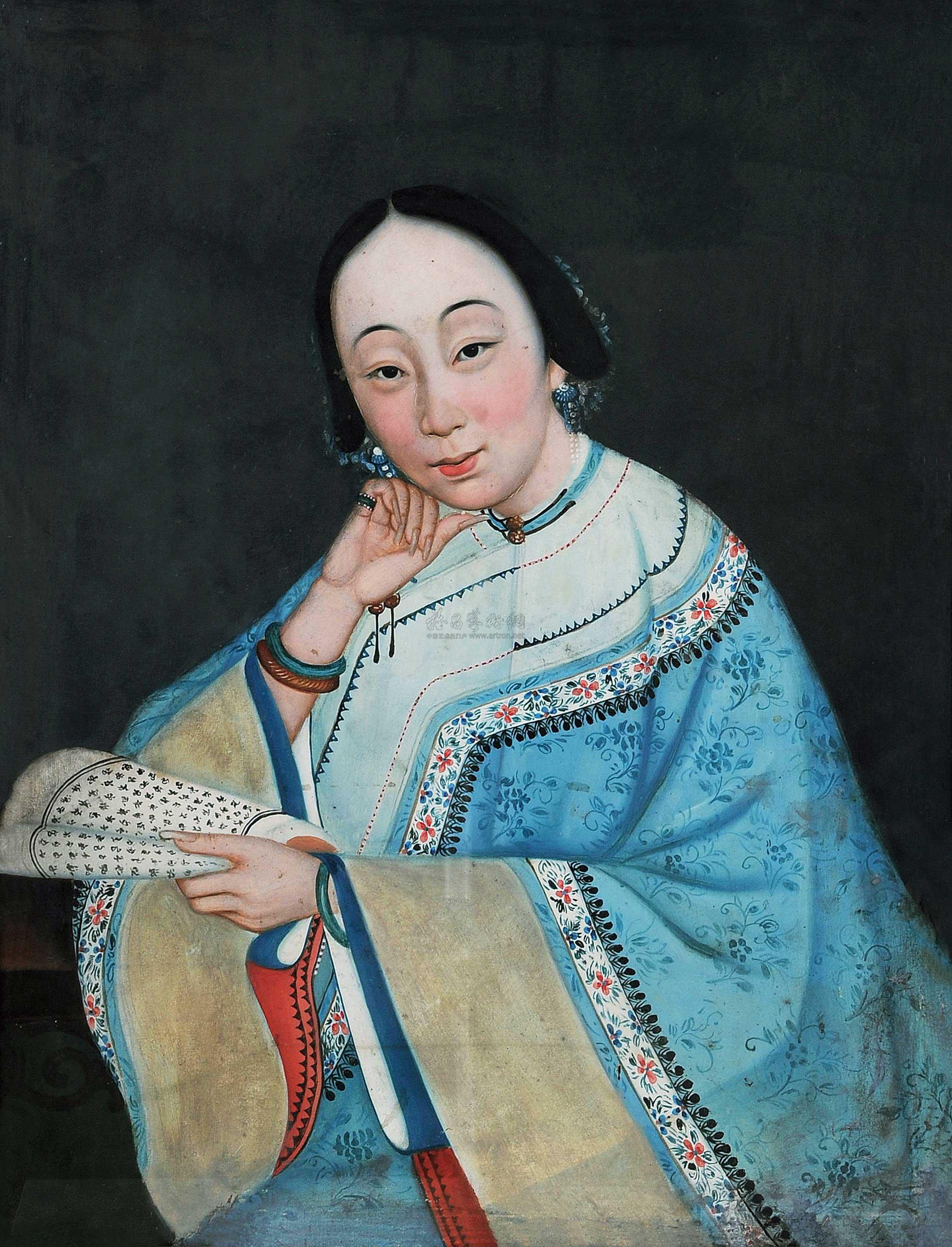 0001 清代仕女 布面油画
