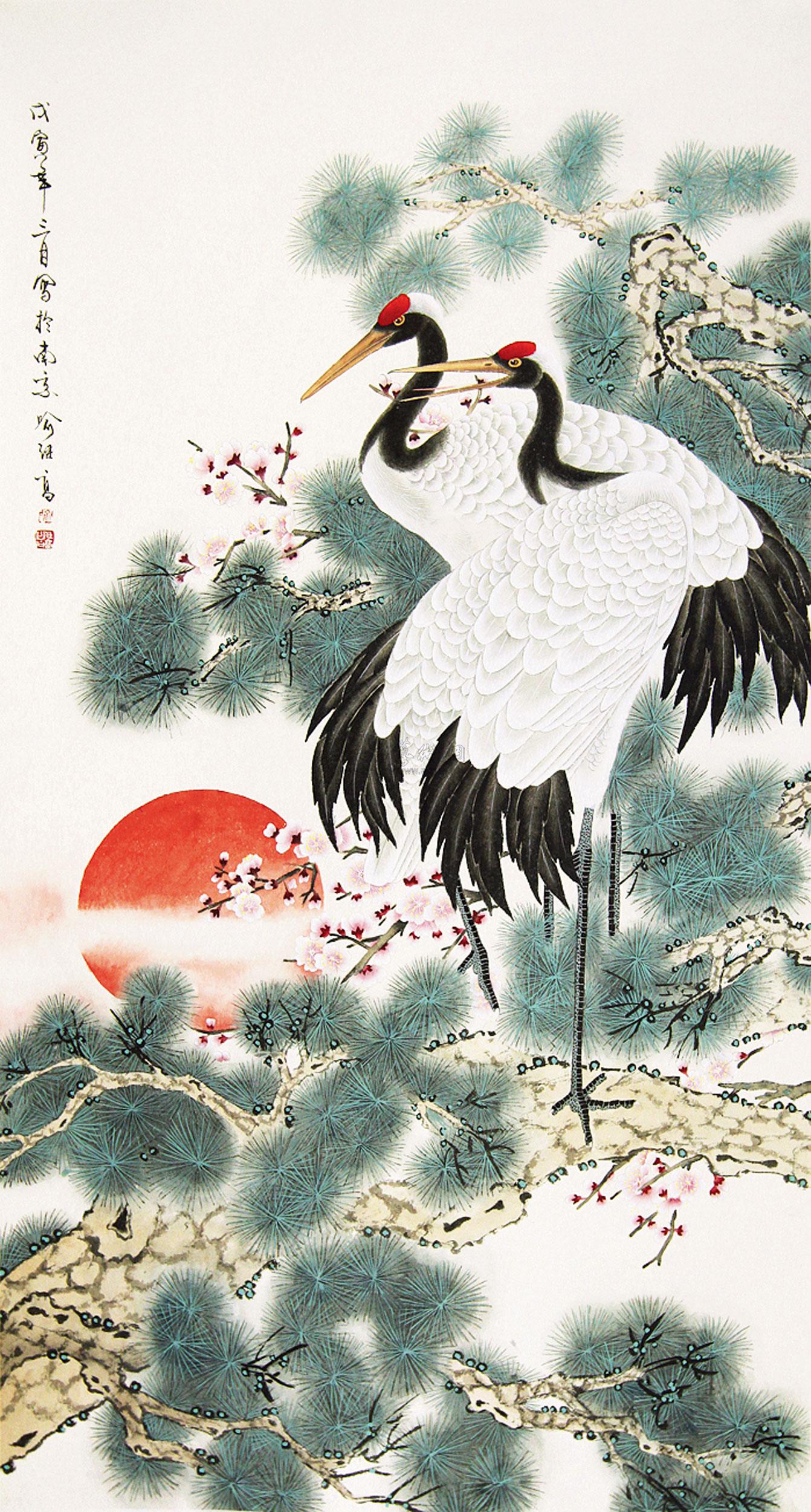 2096 松鹤延年 立轴