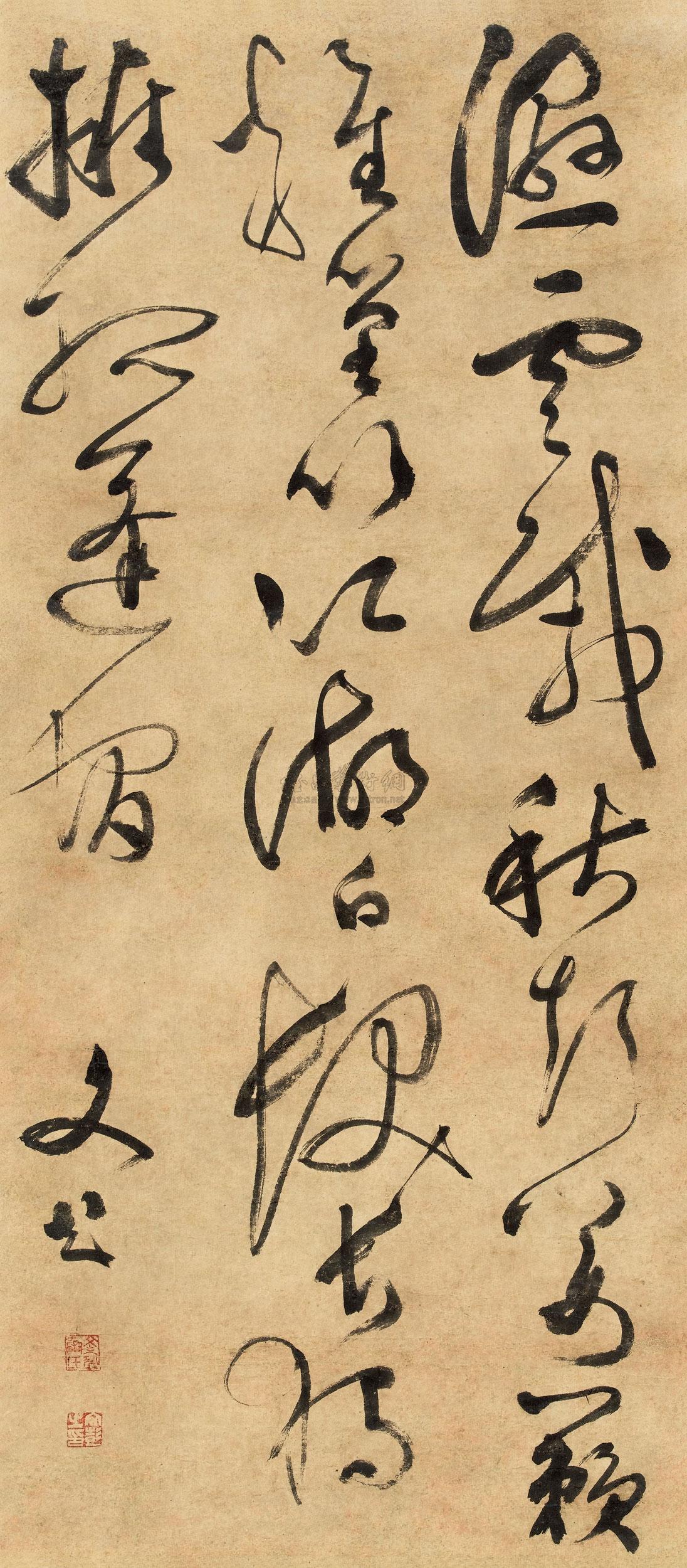 1823草书五言诗立轴纸本
