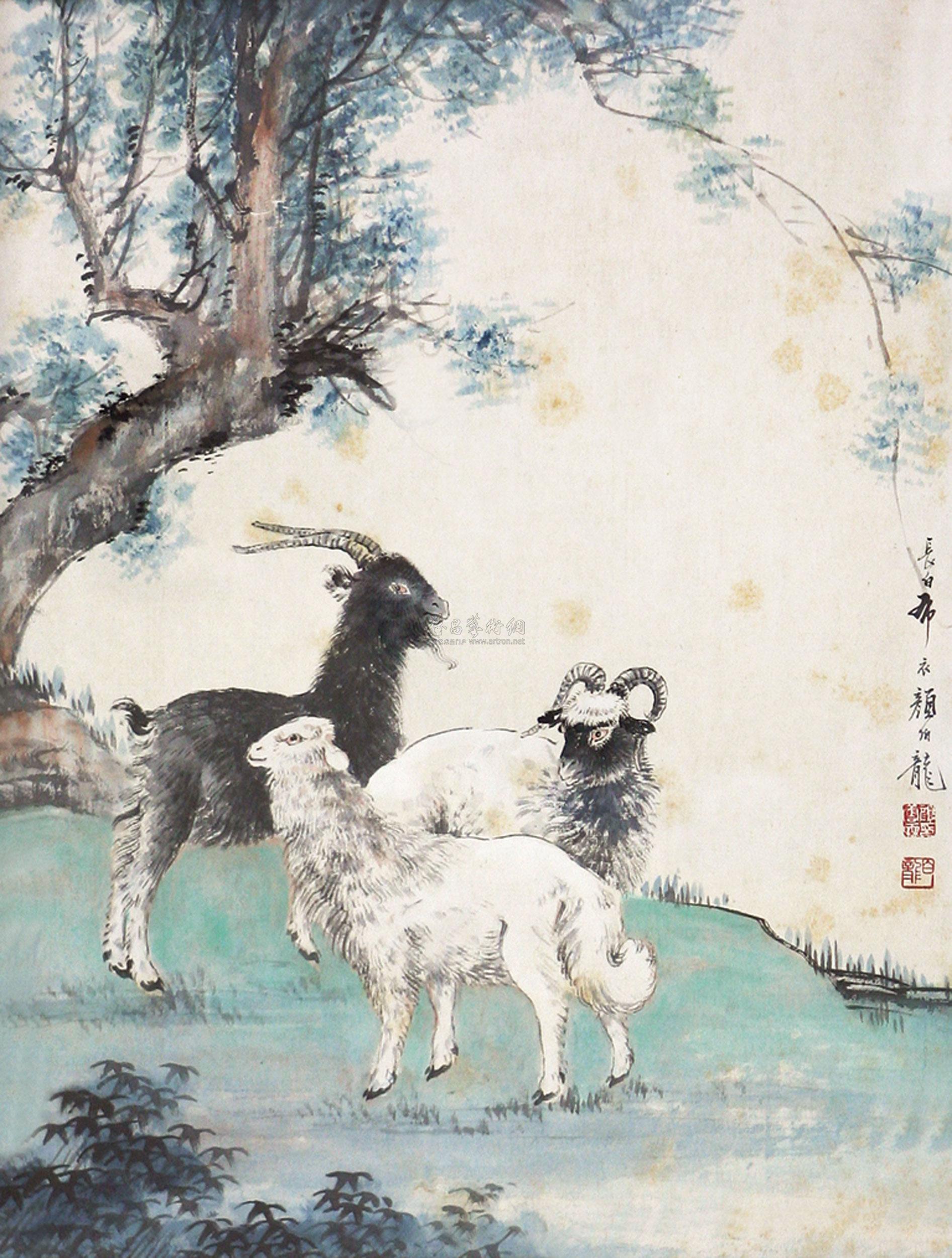 【三羊开泰 镜片 纸本】拍卖品_图片_价格_鉴赏_绘画_雅昌艺术品拍卖
