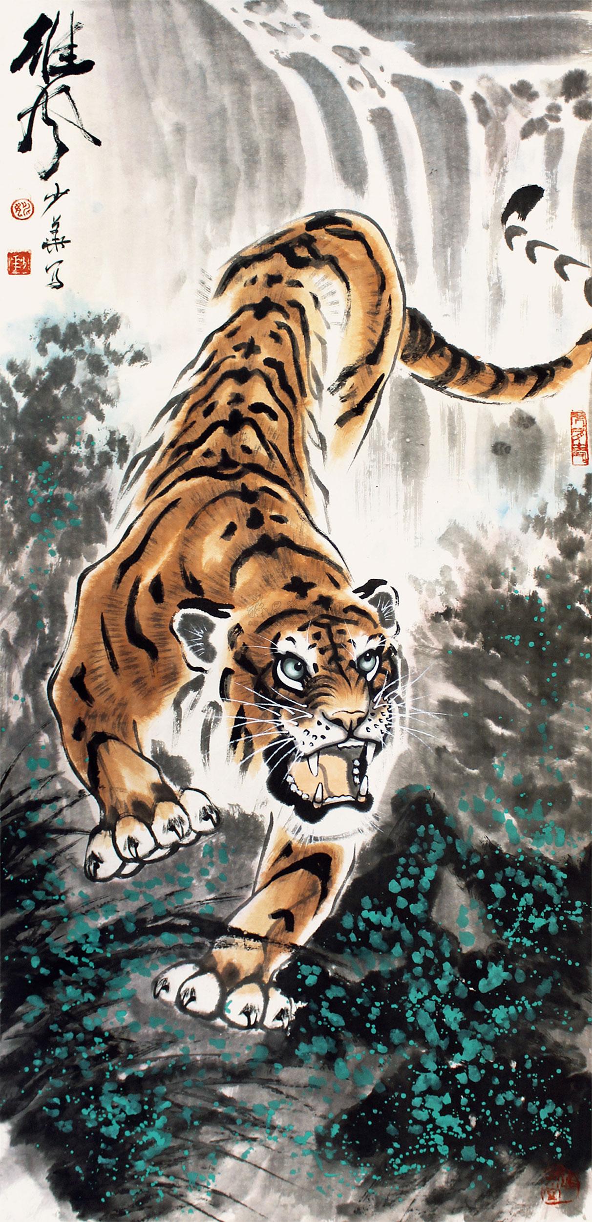 2140 雄风 立轴 纸本设色