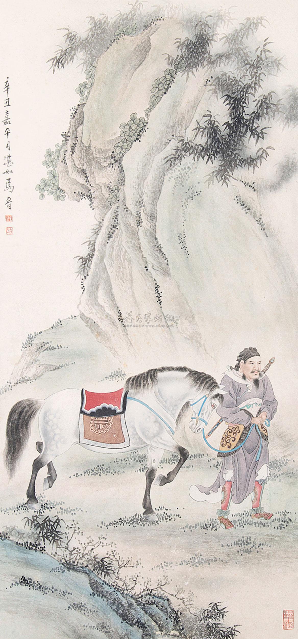 0373 牵马图 立轴 纸本