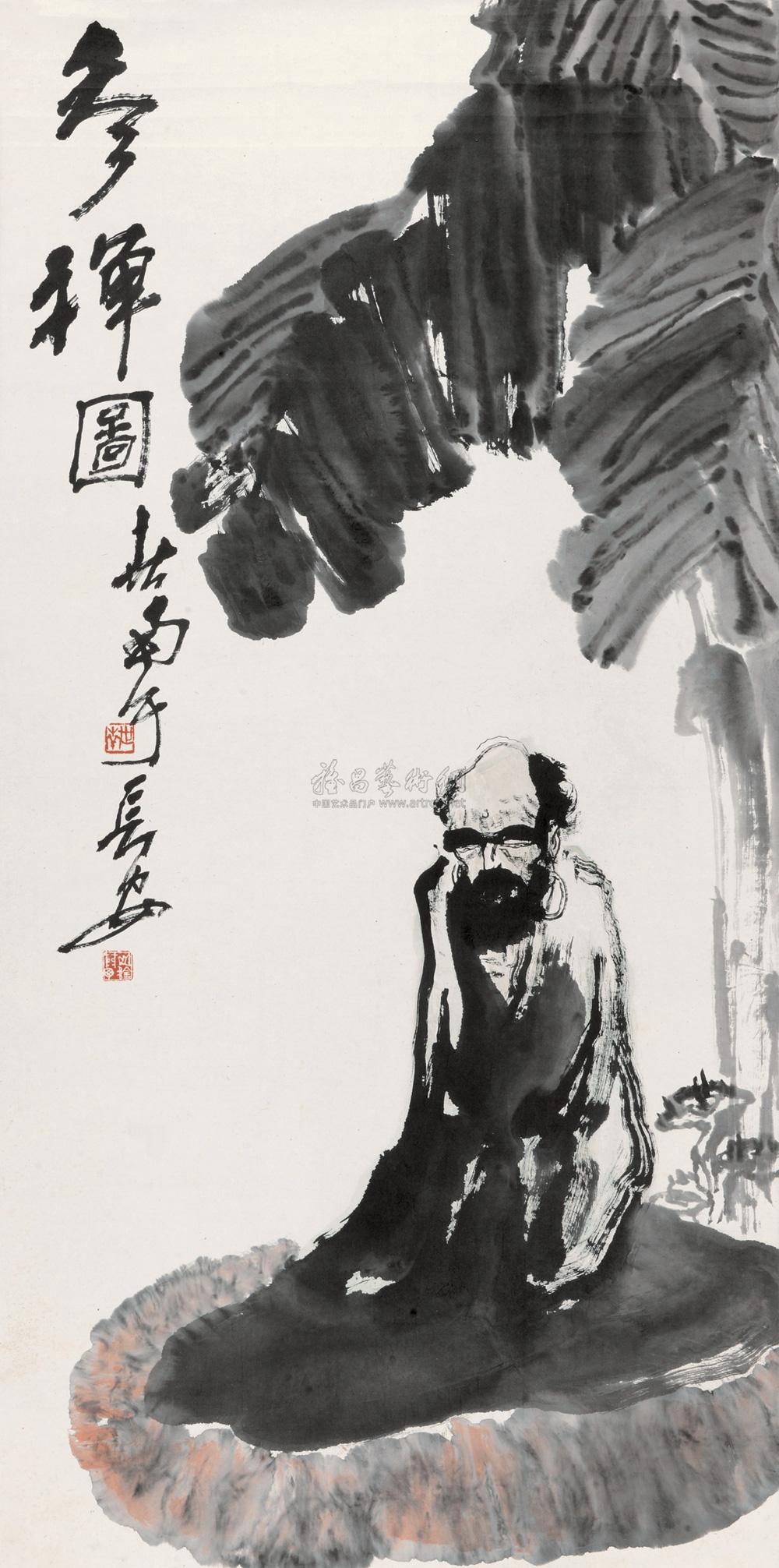 4454 参禅图 立轴 设色纸本