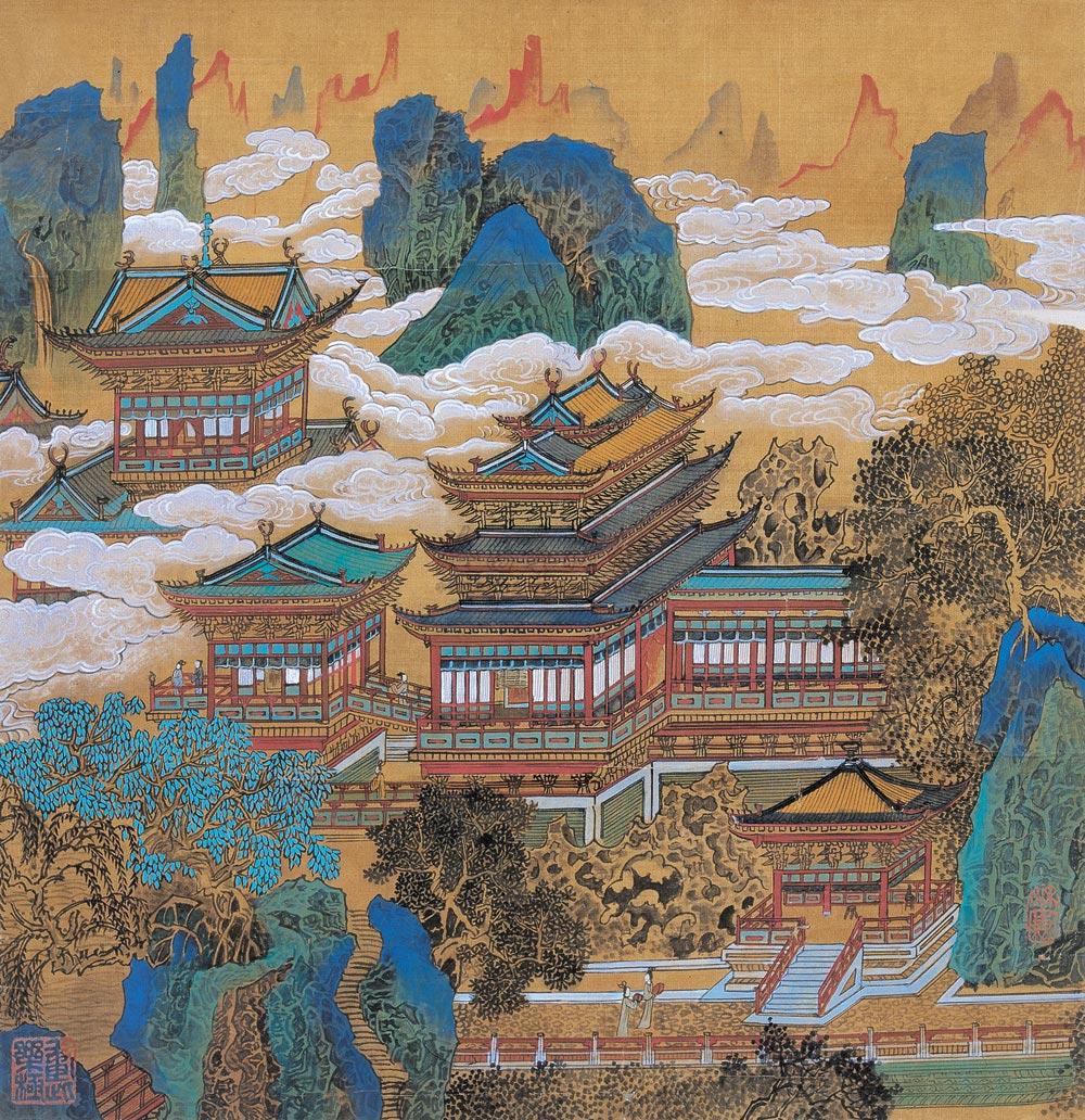 【工笔楼阁 立轴 绢本】拍卖品_图片_价格_鉴赏_绘画_雅昌艺术品拍卖