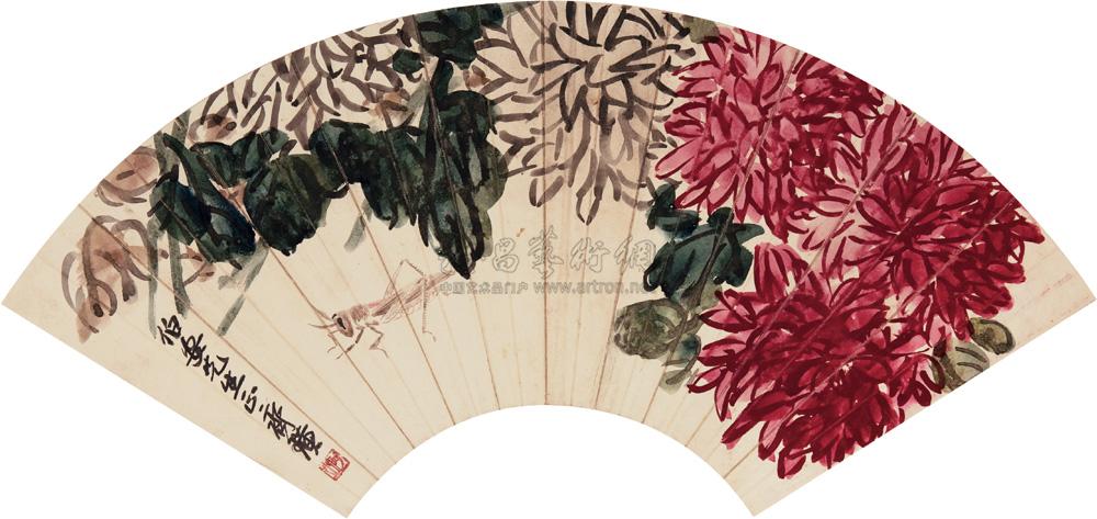 *1032 菊花 扇面 纸本