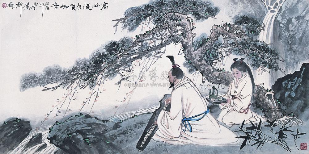1171高山流水觅知音卷轴设色纸本