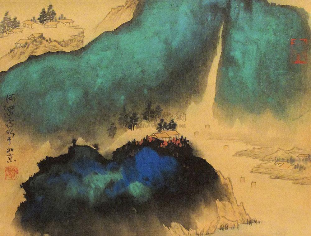 0136泼彩山水图立轴