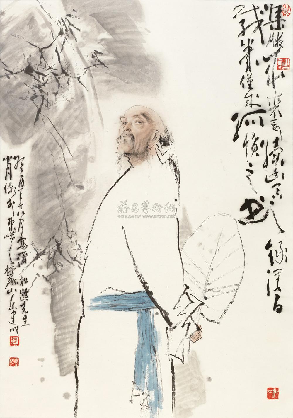 1084 1993年作 蒲松龄小像 立轴 设色纸本