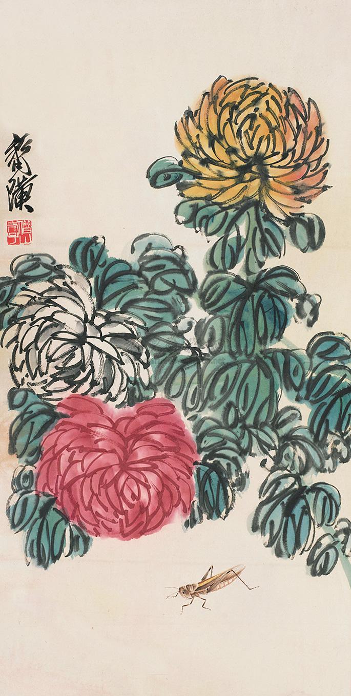 【菊花秋虫图 立轴】拍卖品_图片_价格_鉴赏_绘画_品