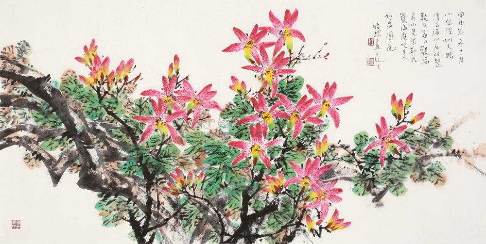3189 2004年作 紫荆花丛 镜心 设色纸本
