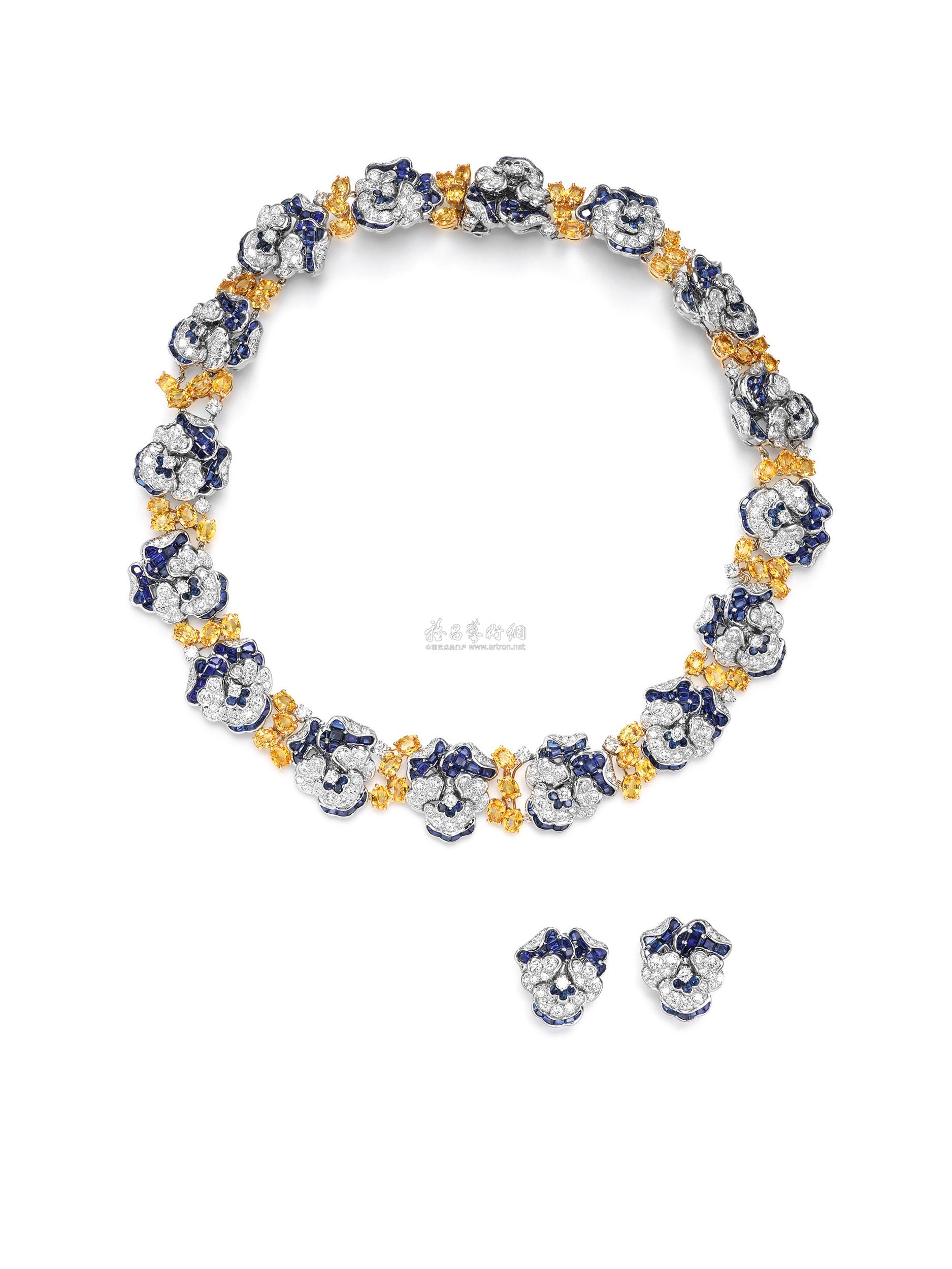 0167蓝宝石钻石项链耳环套组奥斯卡豪门为蒂芙尼设计