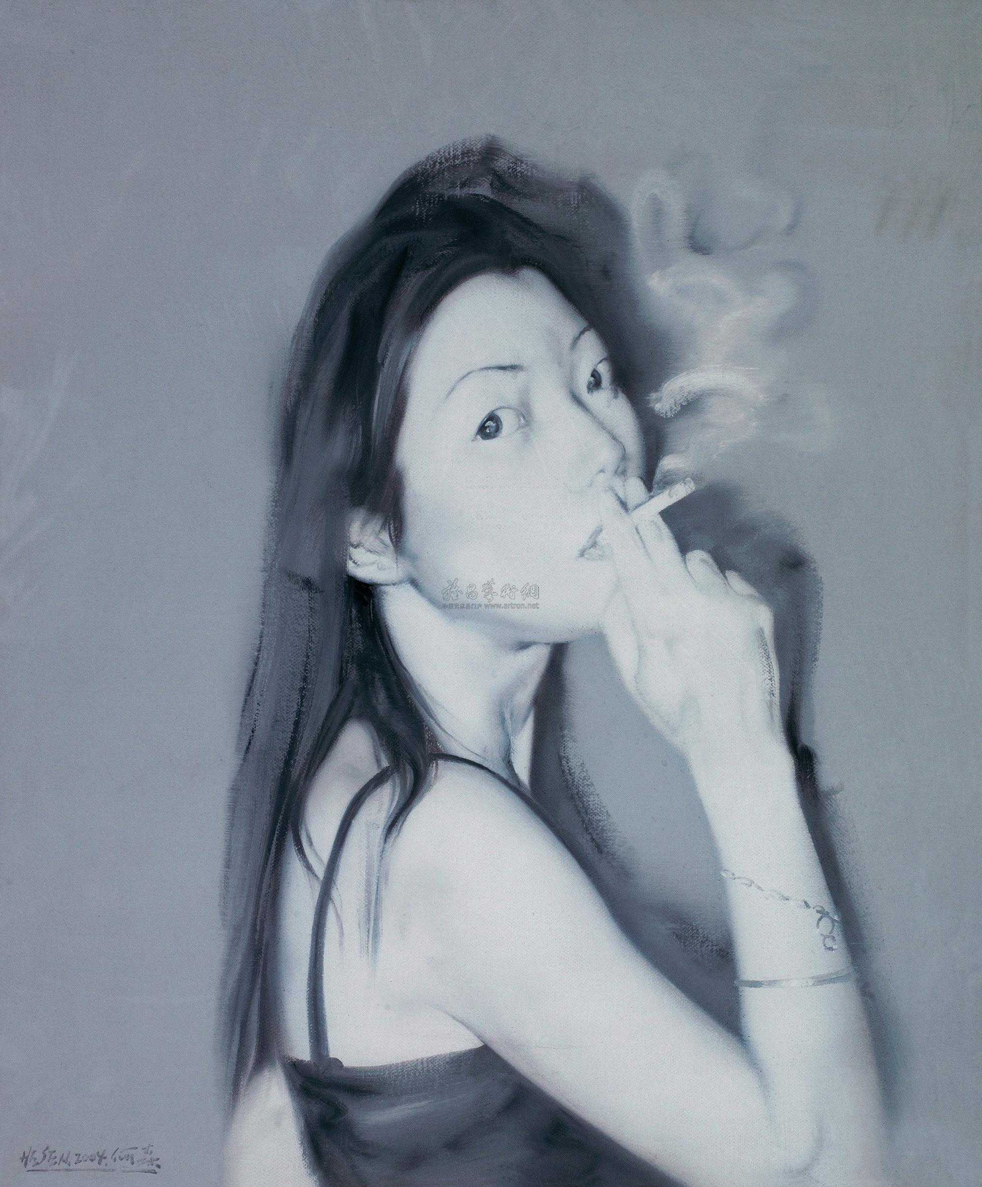 2360 2004年作 吸烟的女孩 布面 丙烯