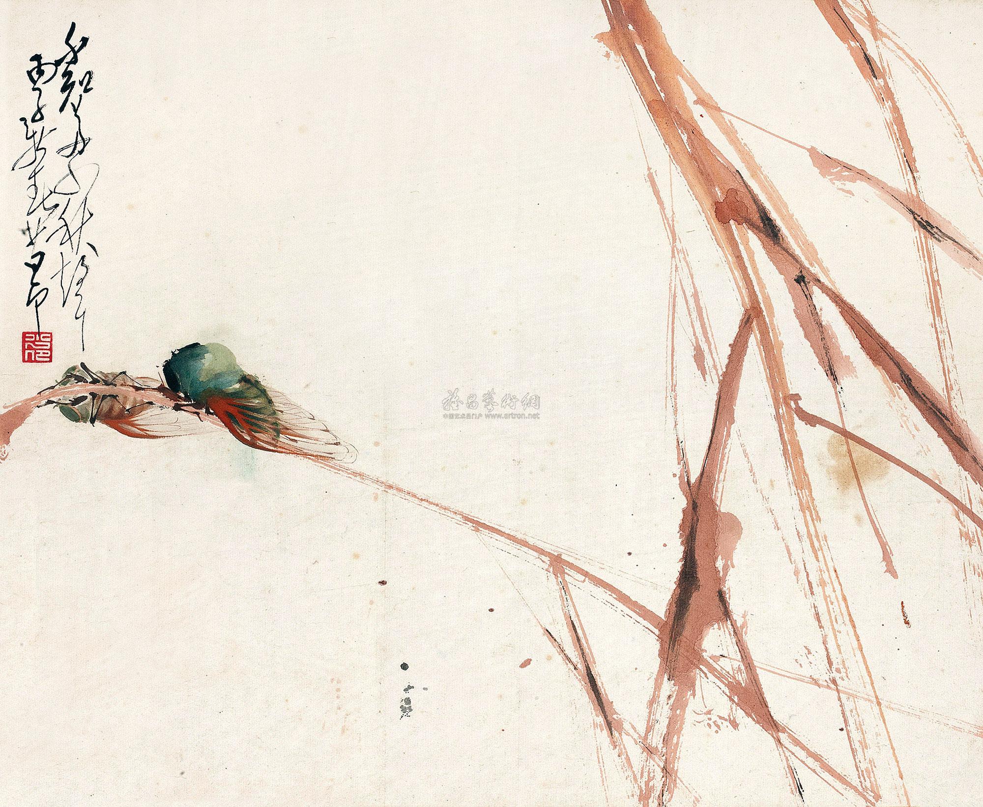 【蝉 镜框 设色纸本】拍卖品_图片_价格_鉴赏_绘画_品