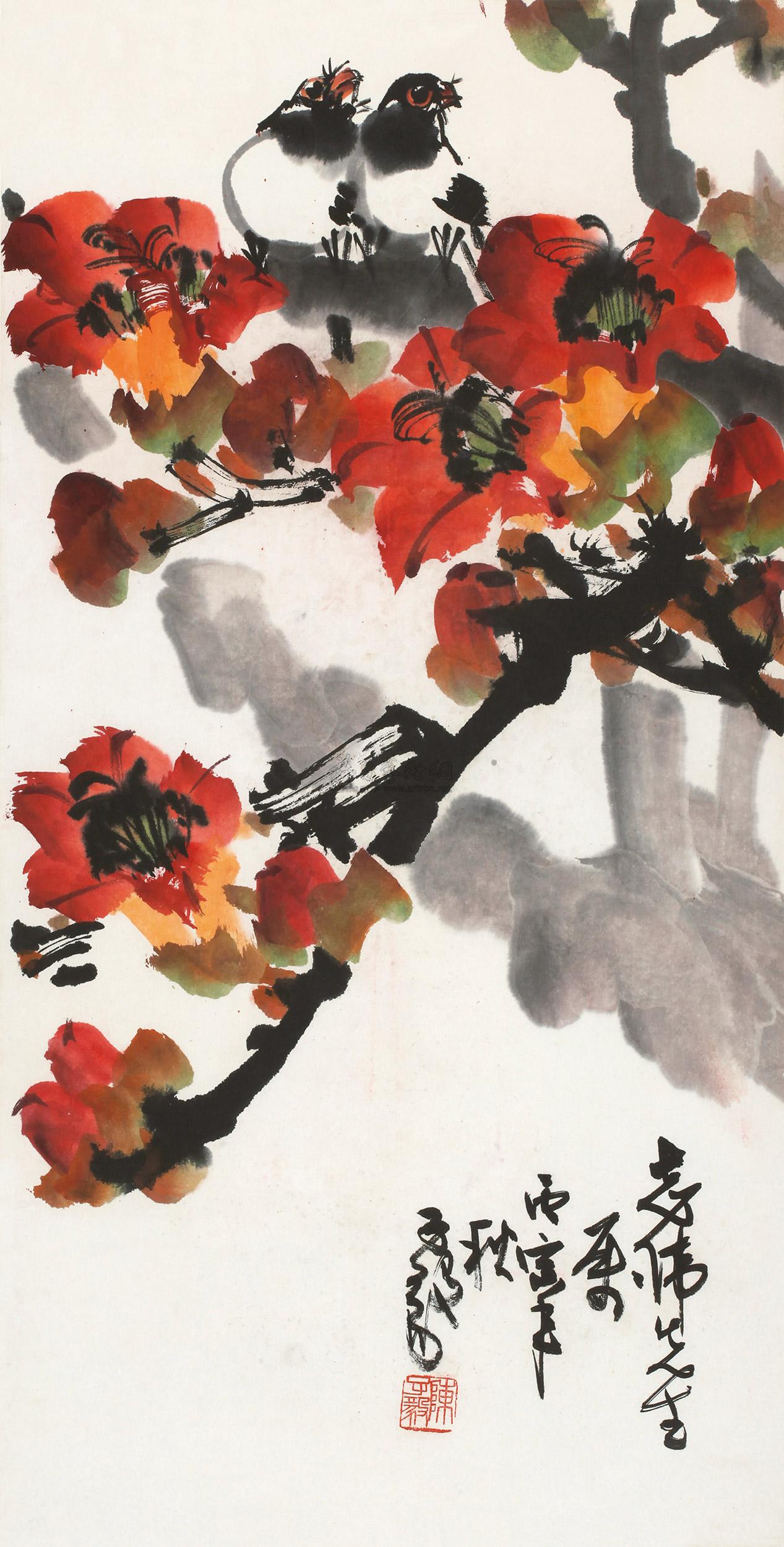 【红棉 镜框 设色纸本】拍卖品_图片_价格_鉴赏_绘画_雅昌艺术品拍卖